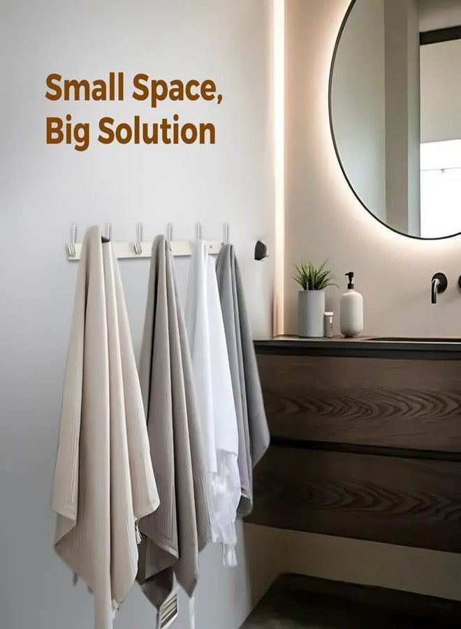 REDON Stainless Steel 6 Pin Bathroom Clothes Hanger | Hanger for Door | Clothes Wall Mounted,| Hooks Rail for Hanging Keys,Cloth,Towel, Accessories (Pack of 6) - Image 5